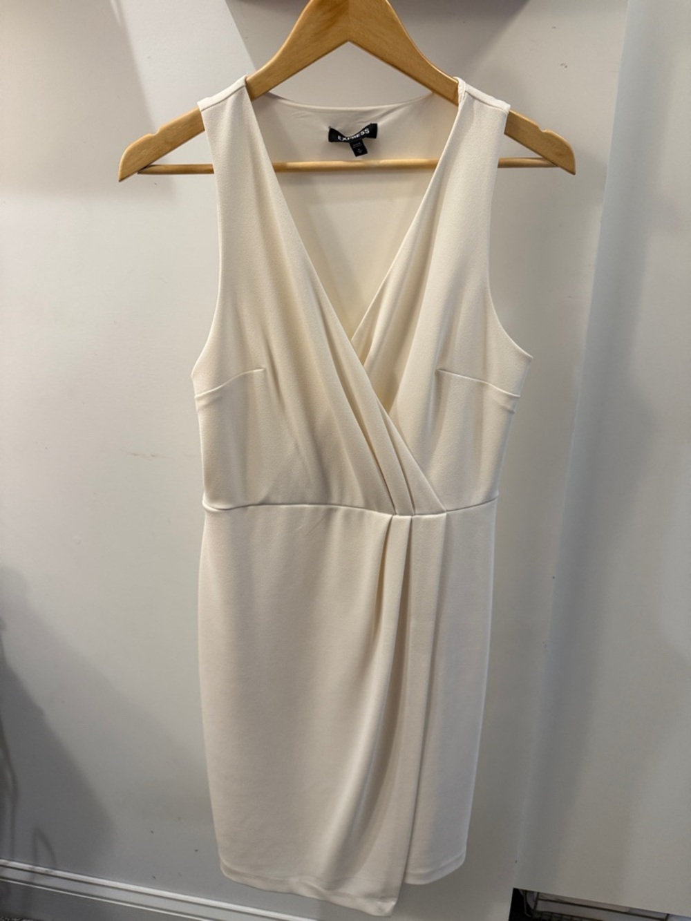 Express Ivory Sleeveless Wrap-Front Midi Dress